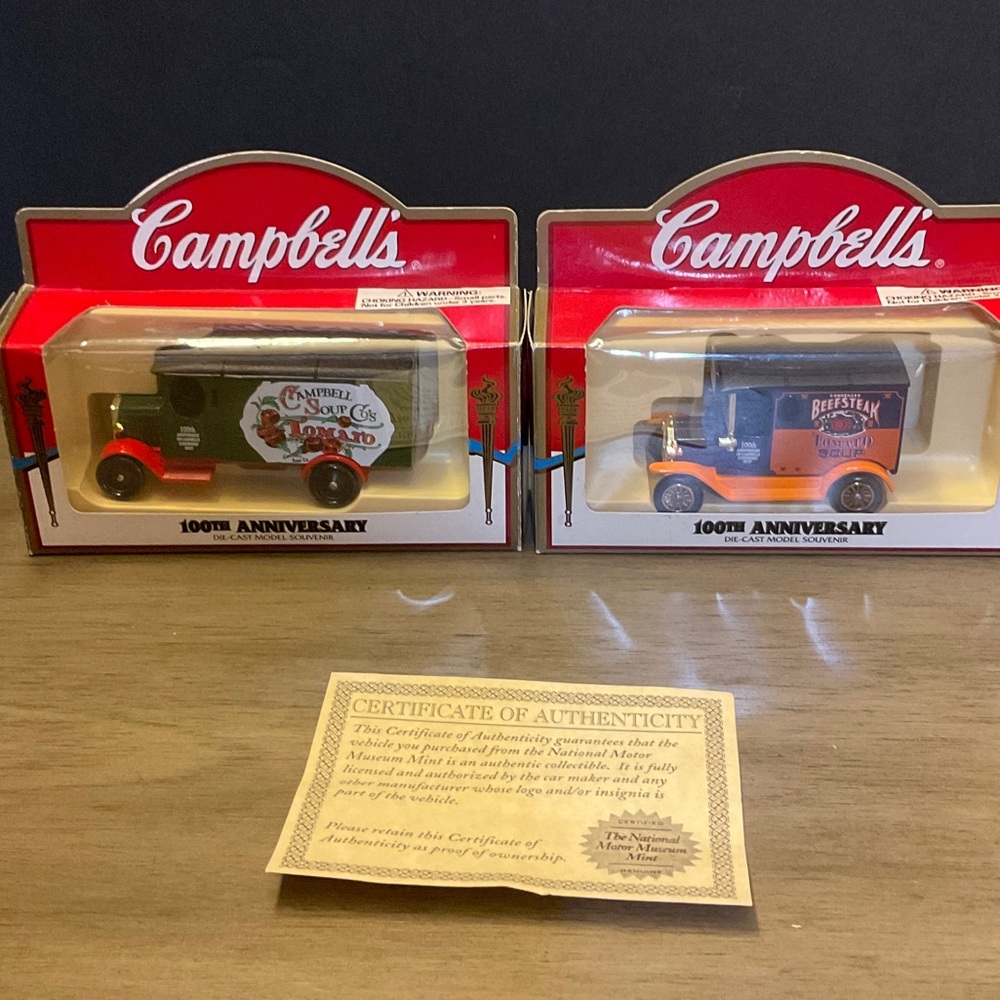 Campbell's 100th Anniversary Toy Truck Set - Black, Orange, Red